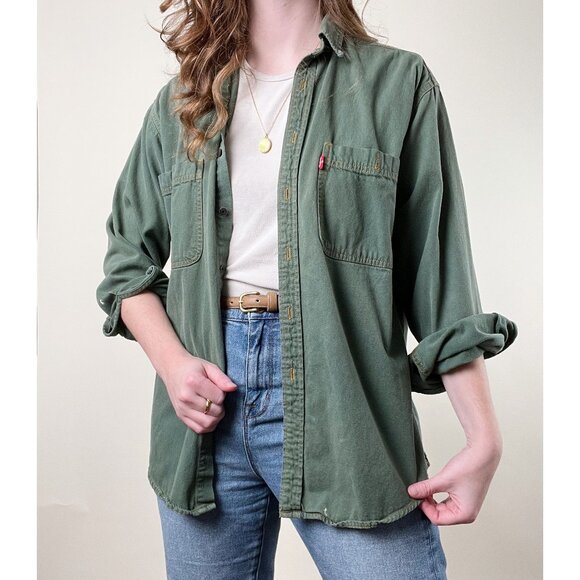 Levi's Tops - Vintage Levi's Painters Oversized Button Down Up Shirt Light Shacket Relaxed Fit